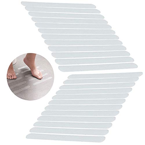 Wenxiaw Tiras Adhesivas Transparentes Antideslizantes Pegatinas de Bañera Antideslizantes Adhesivo de Rayas Antideslizante para Ducha, Bañera, Escaleras, Transparente, 2 * 38 cm, 24 Piezas