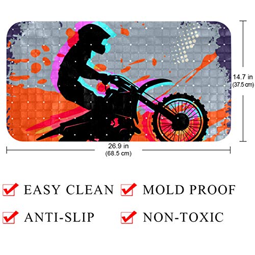 Wetia Alfombrillas de baño Motocicleta de Cross Esterilla De Ducha, Alfombra De Baño Antideslizante con Ventosas 38x69 cm