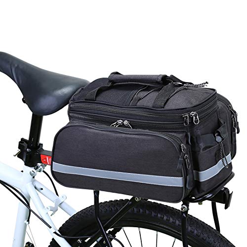 WILDKEN Bolsa Alforja Trasera Bicicleta Impermeable Bolso de Asiento Trasero para Viaje Portátil Extensible Bolsa de Hombro para Ciclismo al Aire Libre (Negro)