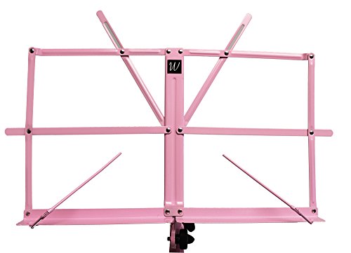 Windsor Soporte de partituras plegable ajustable de pie con maletín de plástico, color Rosa