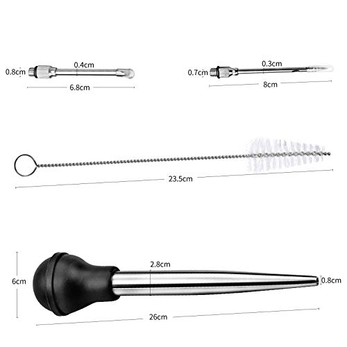 Winfred Pipeta Cocina para Pavo, Jeringa de Cocina para Pavo, Rociador de Salsas Inoxidable con Cepillo de Limpieza