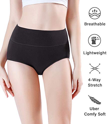 wirarpa Bragas Mujer Talle Alto Sin Costuras Pack de 4 Culotte Bambú Suave Braguitas Tallas Grandes Negro Talla M