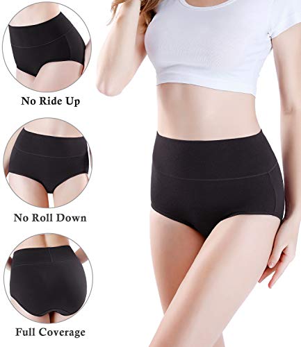 wirarpa Bragas Mujer Talle Alto Sin Costuras Pack de 4 Culotte Bambú Suave Braguitas Tallas Grandes Negro Talla M