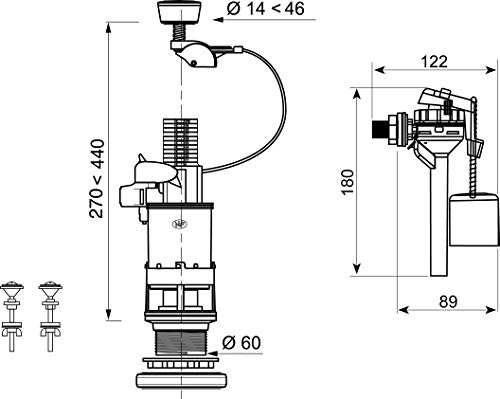 Wirquin 14014002 - Mecanismo para cisterna (3/6L, con grifo Topy 3/8 de latón)