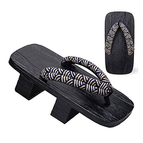 Without Logo ZCPCS Samurai de Japón Paulownia dragón impresión Geta Zuecos for Hombre de Madera al Aire Libre Naruto Sandalias étnicas Chinas Zapatos de Cosplay con los Calcetines