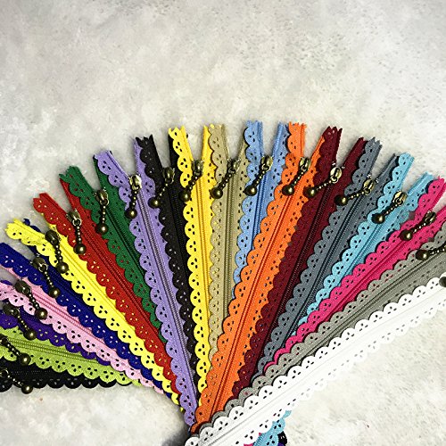 WKXFJJWZC 40pcs Encaje Cerrado Extremo Cremalleras 3# 40cm Nylon para Bolsos Monedero Multicolor Coser (Mix)