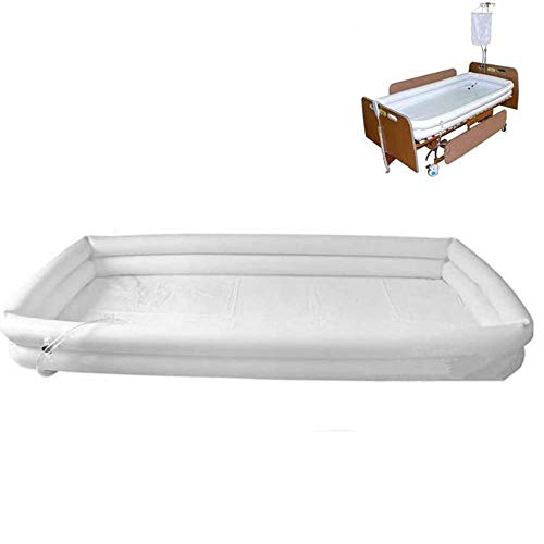 WLKQ Bañera para Discapacitados, Ayudas De Baño Inflables Médicas De PVC para Adultos, con Bomba + Bolsa De Agua De Ducha + Almohada Inflable, para Pacientes Encamados Que