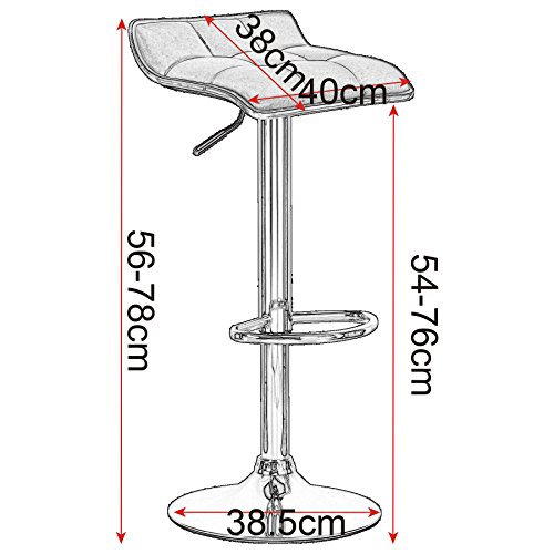 WOLTU 2X Taburetes de Bar Cuero Sintético Taburetes Alto Cocina Regulable en Altura Taburetes Giratorio Sillas Bar Tapizada Taburete de Trabajo Blanco BH28ws-2