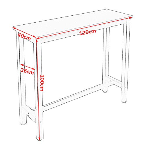 WOLTU Mesa de Bar Mesa de Bistro Mesa de Comedor con Estructura de Metal, MDF, 120x40x100cm (WxDxH) Roble Brillante BT17hei