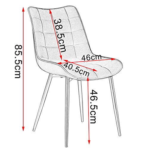 WOLTU Pack de 4 Sillas de Comedor Asiento de Terciopelo Silla Diseño Silla Tapizada Estructura Metálica Sillón con Respaldo Silla de Cocina Verde Oscuro