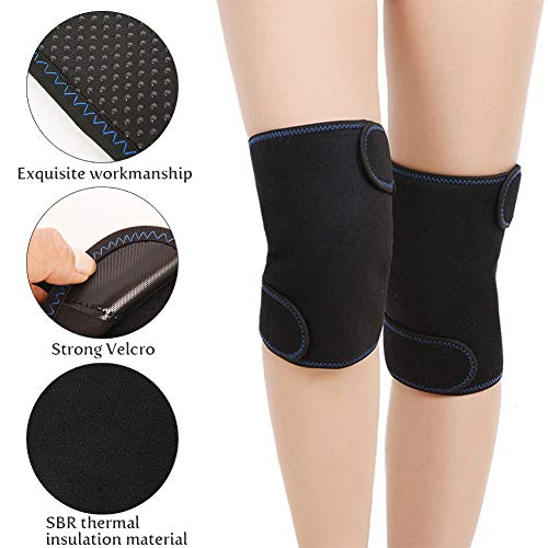 Wopohy - Rodillera magnética, 1 par de almohadillas magnéticas, autocalentamiento, rodillera de masaje de rodilla, soporte para senderismo, fútbol, baloncesto, correr, jumper rodilla, tenis