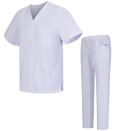 Workwear Tucano - Conjuntos Uniformes Sanitarios Blanco Unisex - Uniformes MÉDICOS Casaca Y PANTALÓN Sanitarios Ref.6801-6802 - L, Blanco