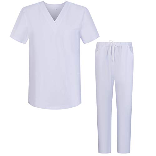 Workwear Tucano - Conjuntos Uniformes Sanitarios Blanco Unisex - Uniformes MÉDICOS Casaca Y PANTALÓN Sanitarios Ref.6801-6802 - L, Blanco