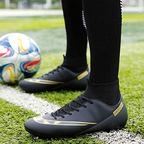 WOWEI Zapatos de Fútbol Hombre Spike Aire Libre Profesionales Atletismo Training Botas de Fútbol Zapatillas de Deporte,T2150 Negro,36 EU