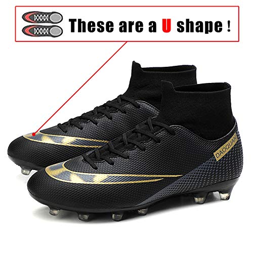 WOWEI Zapatos de Fútbol Hombre Spike Aire Libre Profesionales Atletismo Training Botas de Fútbol Zapatillas de Deporte,T2150 Negro,36 EU