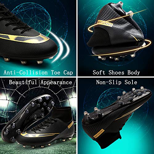 WOWEI Zapatos de Fútbol Hombre Spike Aire Libre Profesionales Atletismo Training Botas de Fútbol Zapatillas de Deporte,T2150 Negro,36 EU