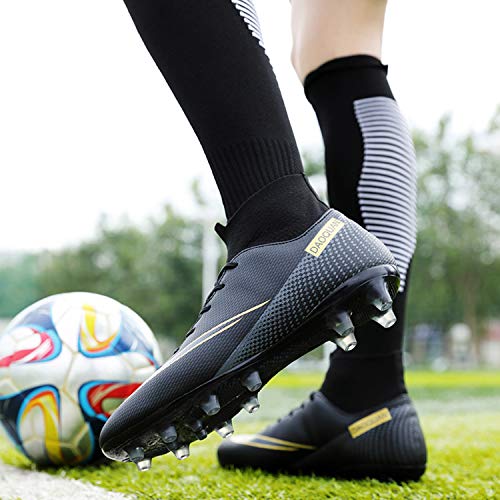 WOWEI Zapatos de Fútbol Hombre Spike Aire Libre Profesionales Atletismo Training Botas de Fútbol Zapatillas de Deporte,T2150 Negro,36 EU