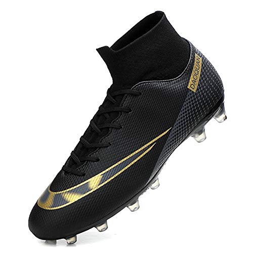 WOWEI Zapatos de Fútbol Hombre Spike Aire Libre Profesionales Atletismo Training Botas de Fútbol Zapatillas de Deporte,T2150 Negro,36 EU