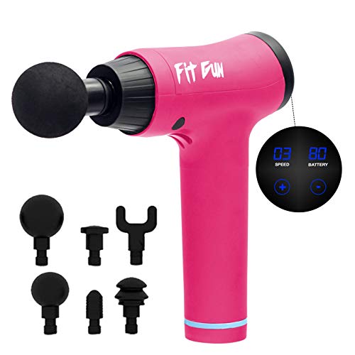 Woxter Fit Gun Pink Pistola de Masaje Muscular Massage Gun con Batería de Litio y 6 Cabezales Intercambiables, Masajeador de Mano para deportistas, Estimulación Muscular, Alivio del Dolor Muscular