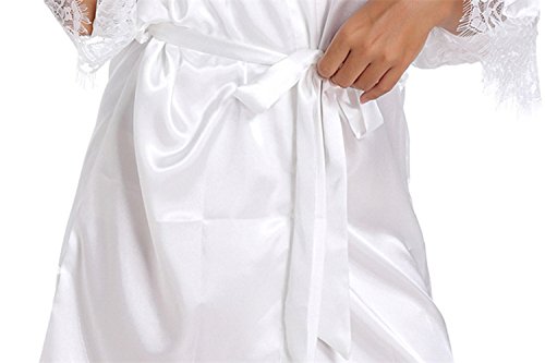 WPFING Encaje Blanco Camisón de la Boda para el camisón Nupcial de la Novia del Partido Nupcial Small