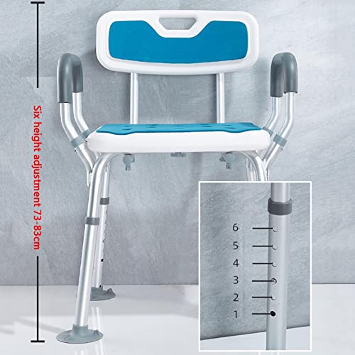 WWERT Silla Ducha Ajustable, Silla de Baño con Respaldo y Brazos, Taburete de Banco de Transferencia, for Personas Mayores Discapacitadas (Color : A)