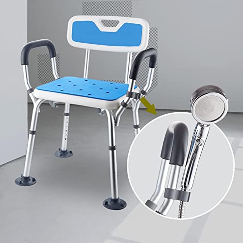 WWERT Silla Ducha Ajustable, Silla de Baño con Respaldo y Brazos, Taburete de Banco de Transferencia, for Personas Mayores Discapacitadas (Color : A)