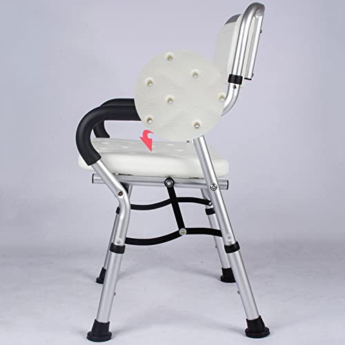 WWERT Silla Ducha Plegable de aleación de Aluminio, Bancos con rieles, Asiento Ajustable en Altura, Asientos de bañera portátiles for discapacitados for Adultos (Color : Blue)