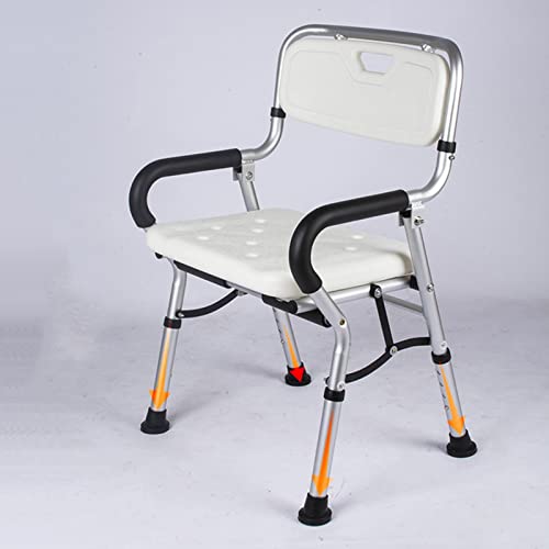 WWERT Silla Ducha Plegable de aleación de Aluminio, Bancos con rieles, Asiento Ajustable en Altura, Asientos de bañera portátiles for discapacitados for Adultos (Color : Blue)