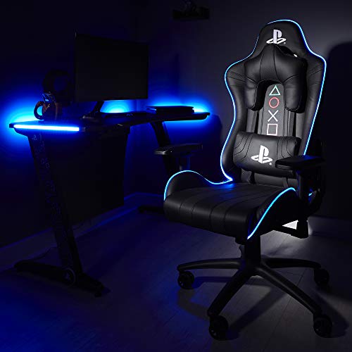 X-Rocker Silla ergonómica para Juegos, Amarok Playstation, con reposabrazos 3D e iluminación LED, giratoria y Regulable en Altura hasta 120 kg, 86 x 70 x 33 cm