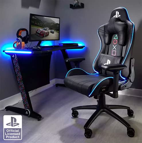 X-Rocker Silla ergonómica para Juegos, Amarok Playstation, con reposabrazos 3D e iluminación LED, giratoria y Regulable en Altura hasta 120 kg, 86 x 70 x 33 cm