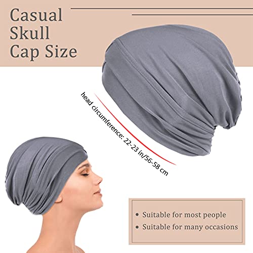 Xiangmall 2 Piezas Sombrero de Quimio Slouchy Beanie Elástico Pañuelo la Cabeza Turbante Oncologicos para Mujer Cáncer Pérdida de Pelo (Gris y morado claro)