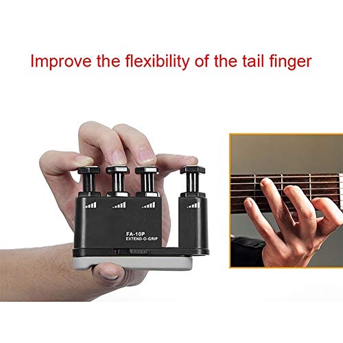 XIAOYO For Ukulele Guitarra Bajo Piano Violín Dedo Fuerza Entrenador Flanger Extensible Fuerza de Dedo Ajustable ejercitador de Tren Fortalecedores de Mano (Color : Black)