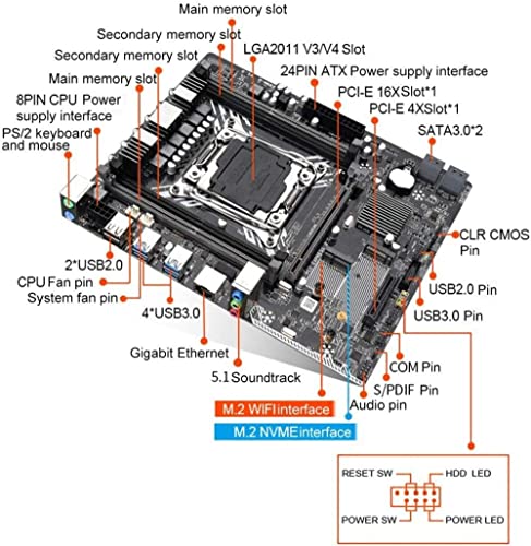 XINYUDAGE Computadora de Escritorio Placa Base Memoria DDR4 LGA 2011-3 V3 / V4 Soporte M 2 WiFi SATA PCIE 16X 8X Interfaz Negro Iteration