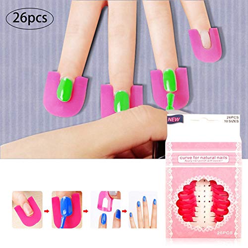 Xiton 26PCS / Set Reutilizable Nail Art Guide Nail Plantilla Polaca Cubierta Del Dedo Esmalte De UñAs Escudo A Prueba De Derrames Herramientas Protectoras De Manicura Con 1 Hoja Etiqueta UñAs FrancéS