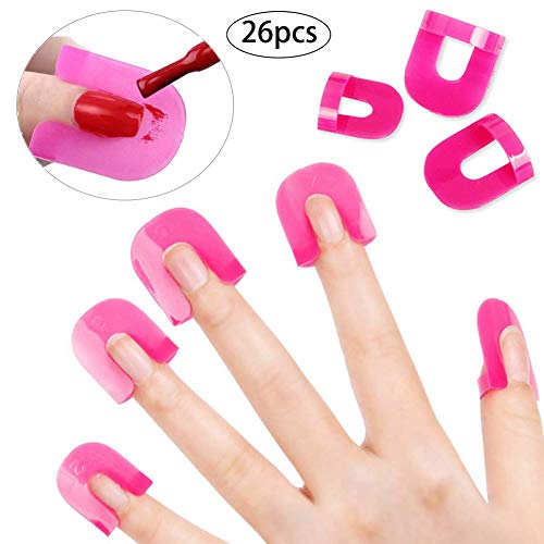 Xiton 26PCS / Set Reutilizable Nail Art Guide Nail Plantilla Polaca Cubierta Del Dedo Esmalte De UñAs Escudo A Prueba De Derrames Herramientas Protectoras De Manicura Con 1 Hoja Etiqueta UñAs FrancéS