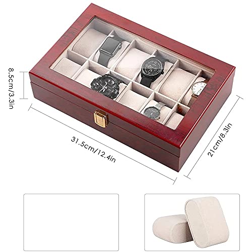 XJJZS Venta Watch Box Watch Organizer 12 Rejillas de madera Reloj de almacenamiento Caja de almacenamiento Caja de almacenamiento Joyería Colección Organizador Holder (Color : A)