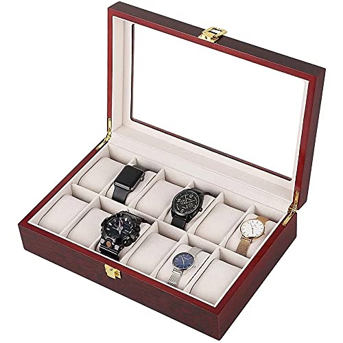 XJJZS Venta Watch Box Watch Organizer 12 Rejillas de madera Reloj de almacenamiento Caja de almacenamiento Caja de almacenamiento Joyería Colección Organizador Holder (Color : A)