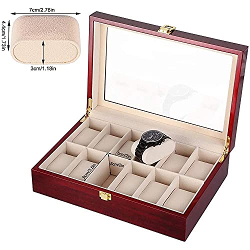 XJJZS Venta Watch Box Watch Organizer 12 Rejillas de madera Reloj de almacenamiento Caja de almacenamiento Caja de almacenamiento Joyería Colección Organizador Holder (Color : A)