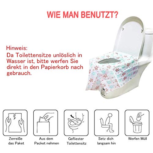 XLKJ 20Pcs Protector WC Desechable Impermeable Asiento Cubiertas Desechables para el Asiento del Inodoro Fundas de Asiento Desechables para Baños Públicos Viajes Camping, Pentagrama