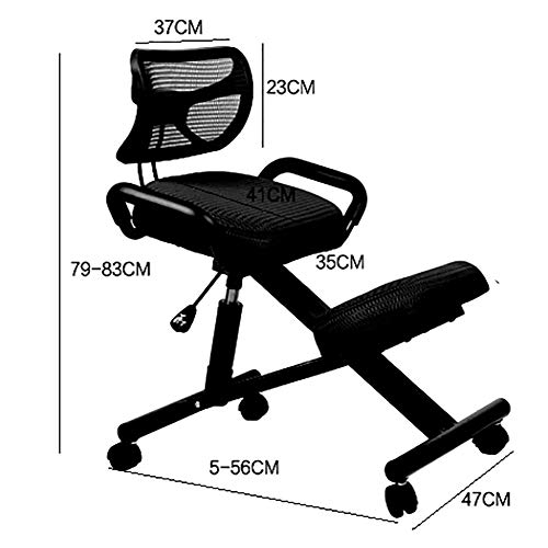 XNADESK Ergonómico Silla De Rodillas, Gruesas Asiento Almohadilla con Asiento Trasero Ortopédico Manual Ajustar Rolling Ajustable Taburete para Una Mejor Postura.-Rojo Net Screen