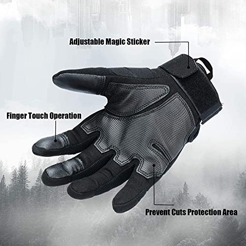 Xnuoyo Goma nudillo Duro Dedo Completo y Medio Dedo Guantes de Pantalla táctil para Motocicleta Ciclismo Caza Escalada Acampar Negro XL