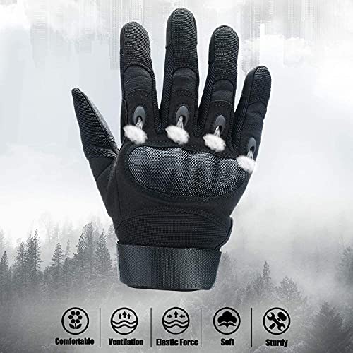 Xnuoyo Goma nudillo Duro Dedo Completo y Medio Dedo Guantes de Pantalla táctil para Motocicleta Ciclismo Caza Escalada Acampar Negro XL