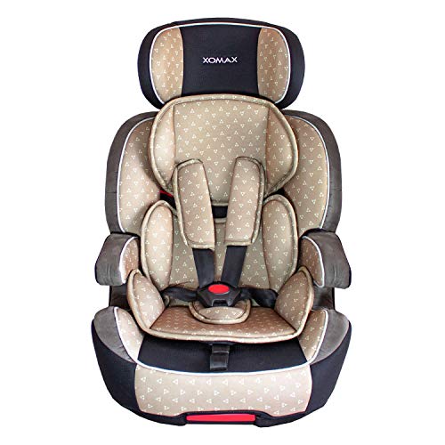 XOMAX XL-518 Silla de Coche con ISOFIX I creciendo con Usted I 9-36 kg, 1-12 años, Grupo 1/2/3 I Arnés de 5 Puntos y arnés de 3 Puntos I Funda Desmontable y Lavable I ECE R44/04 I Beige