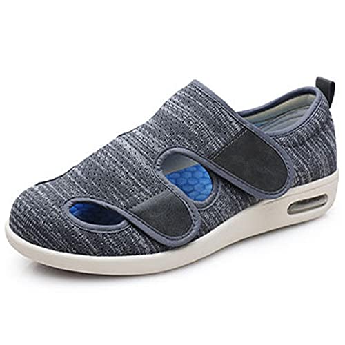 XRDSHY Zapatillas para Rehabilitación, Zapatos De Madre Gorda, Zapatos para Diabéticos con Velcro-Gris, Calzado OrtopéDico Ajustable para Artritis,H-44