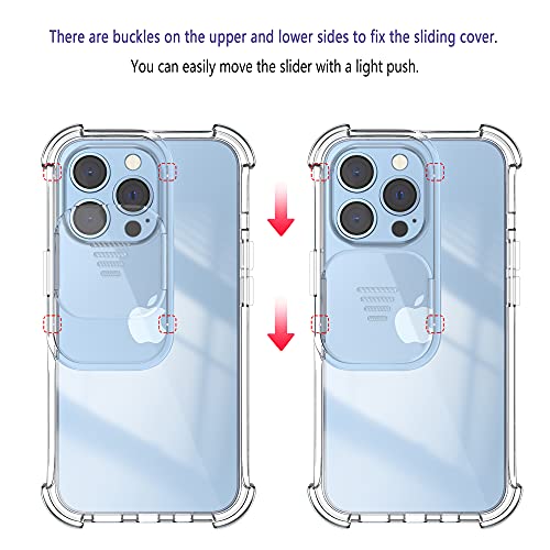 XTCASE Funda para iPhone 13 Pro MAX, Protección de la Cámara Transparente Carcasa Cubierta de Cámara Deslizante Proteger Ultra-Fina Híbrida PC + TPU Anti-Choque Anti-arañazos