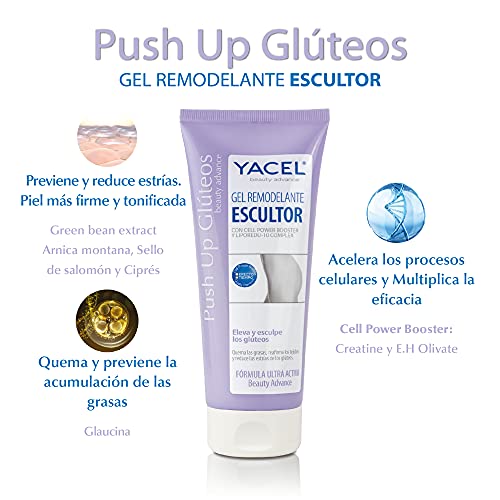 Yacel Push Up Glúteos | Eleva, Esculpe y Reduce las Estrías de los Glúteos | Glúteos Firmes y Erguidos | Apto en Embarazo y Lactancia | 200ml