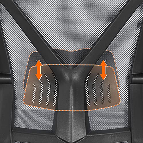 Yaheetech Silla de Oficina Soporte Lumbar Ajustable Silla Escritorio Ergonómica Regulabel con Ruedas Gris Oscuro