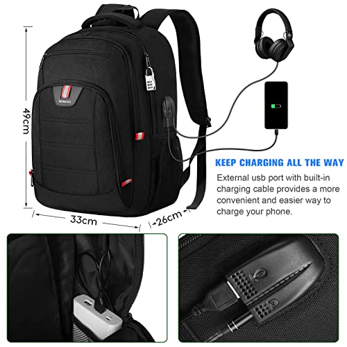 YAMTION Mochila Hombre Mochila Portátil Hombre mochila hombre trabajo 15.6 PulgadsPuerto USB Impermeable Trabajo Ordenador Viaje Negocio Multifuncional Daypacks Negro