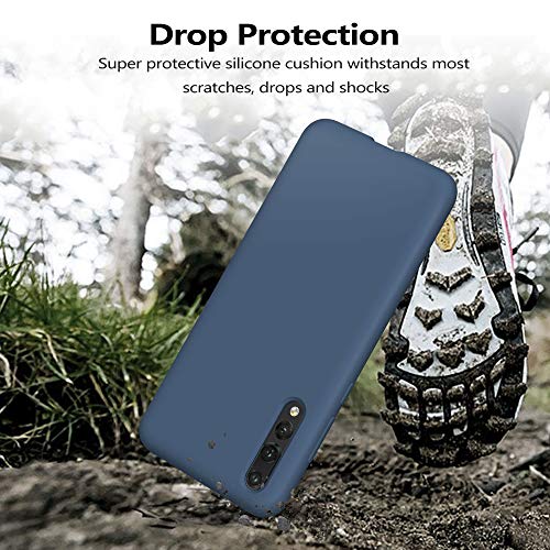 YATWIN Funda de Silicona Compatible con Huawei P20 Pro 6.1", Carcasa Huawei P20 Pro Case, Carcasa de Sedoso-Tacto Suave, Protección Funda Protectora 3 Tapas Estructura, Azul Medianoche