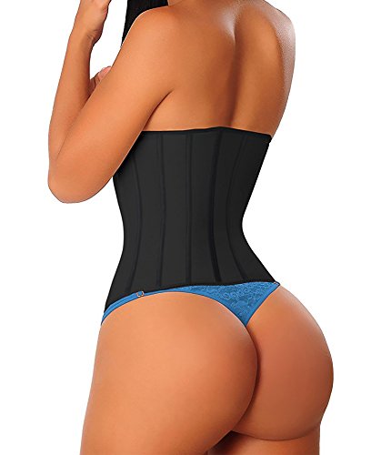 YIANNA Faja Reductora Mujer Largo Torso Waist Trainer Corset Reductor Fajas Colombianas Moldeadoras Lumbar Latex Negro, 110688 Size S